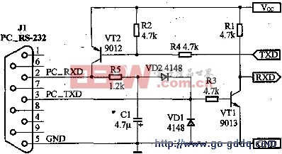 三极管组成的RS232串口电路图